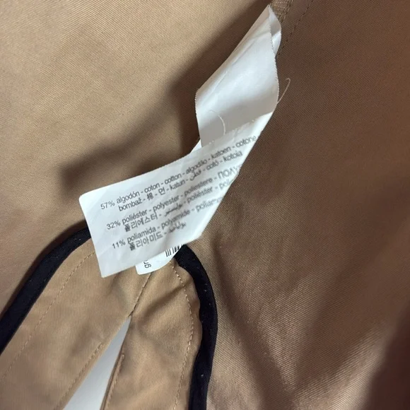 ZARA Basic Camel Color Trench Coat with Buttons down the Back Size Small - Picture 6 of 9
